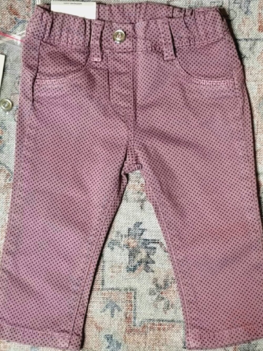 NWT Eddie Pen Italy Baby Girl Mauve Polka Dot Pants 12 Month